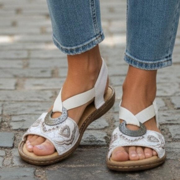 Rieker Antistress Women's Regina Sandal - White - Size US 10 / EU 42 - Picture 1 of 9